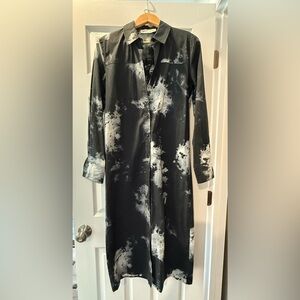 Samsoe Black and White Tie-Dye Shirt Dress